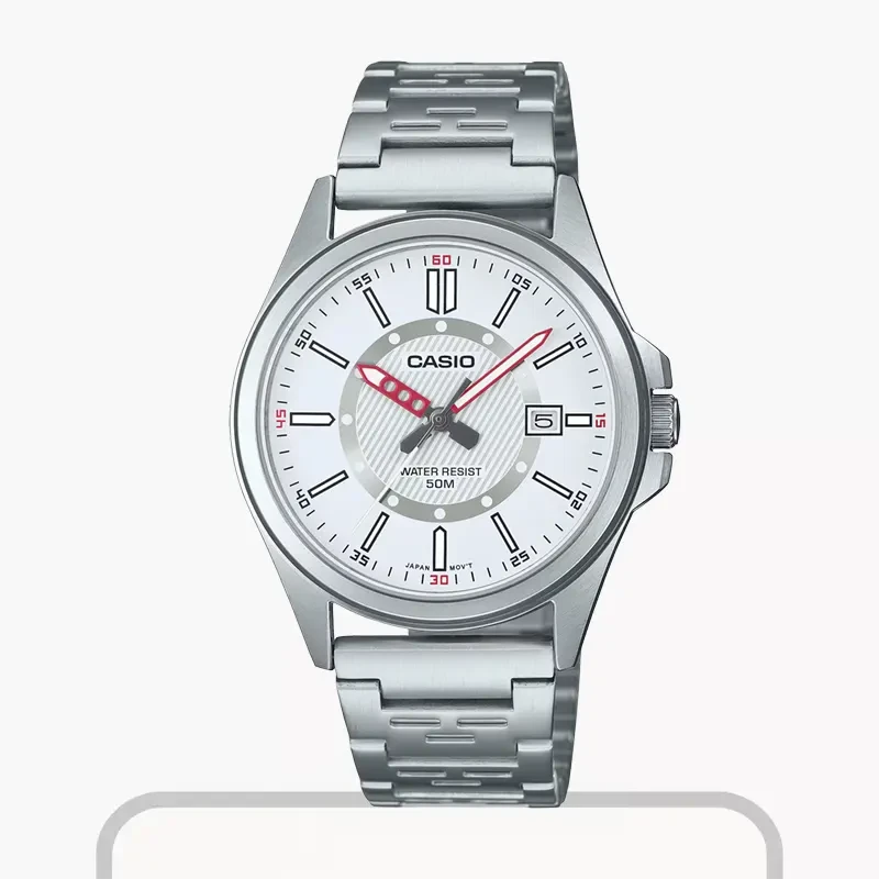 Casio White Classic Dial Men's Watch-  MTP-E700D-7EVDF
